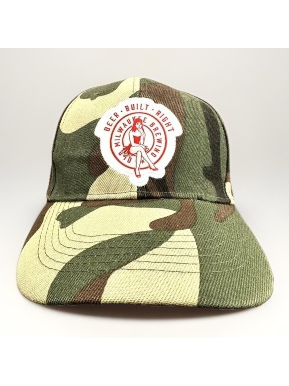 Old Milwaukee Beer Logo Camo Snapback Hat Adjustable Baseball Cap Mens Brewery